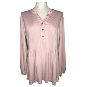 Wonderly pink flowy plus size stretch blouse